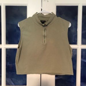 High neck zipped sleeveless crop top